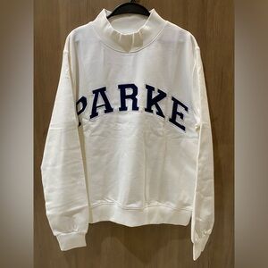 Parke Ivory Sweatshirt with Navy Accents